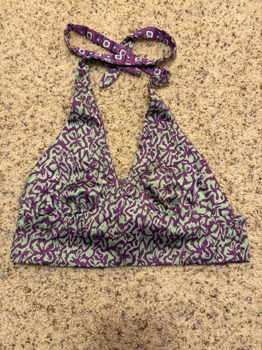 Pull&Bear Purple and Green Halter Tank Top